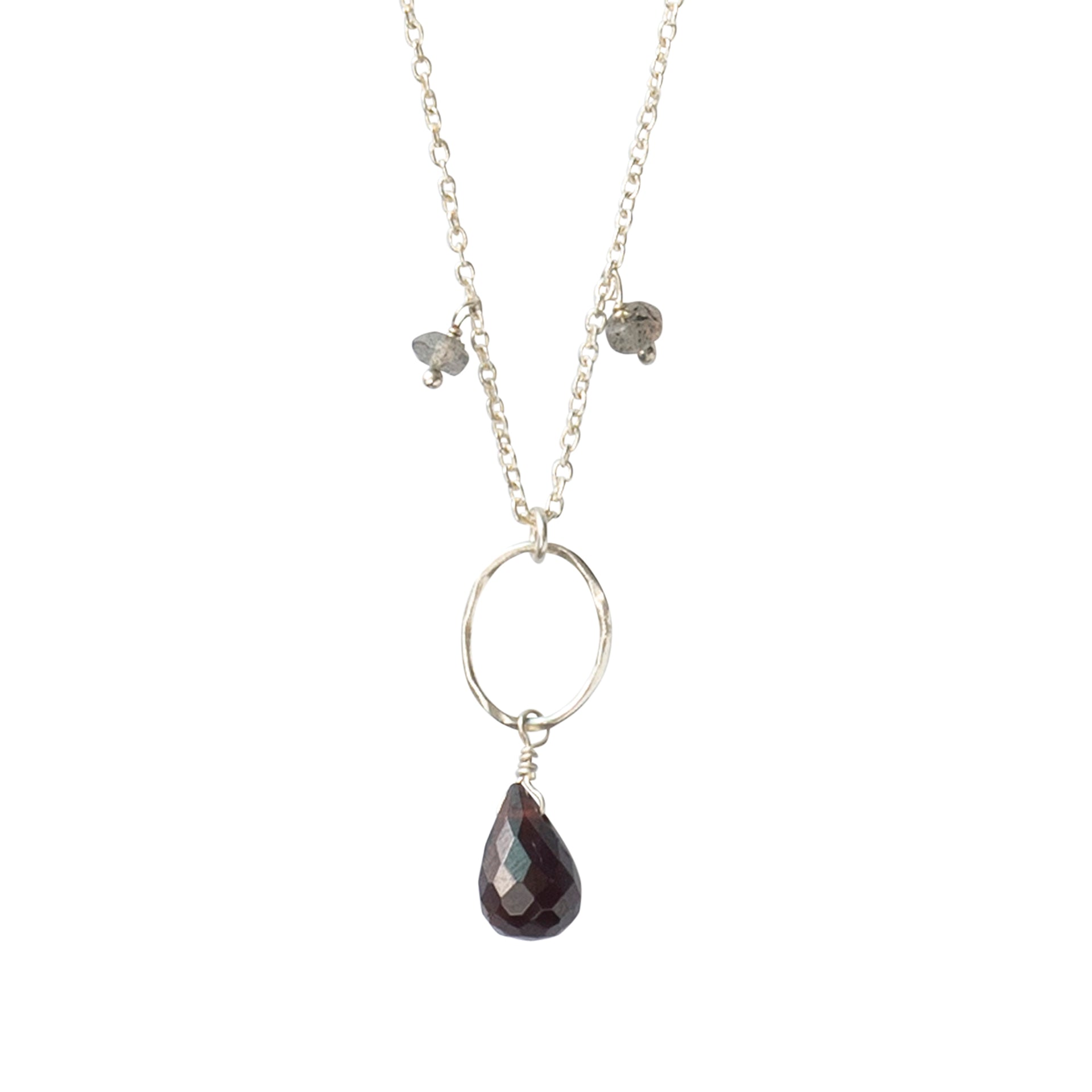 Heaven Garnet Labradorite Silver Necklace Garnet - LEEF mode en accessoires