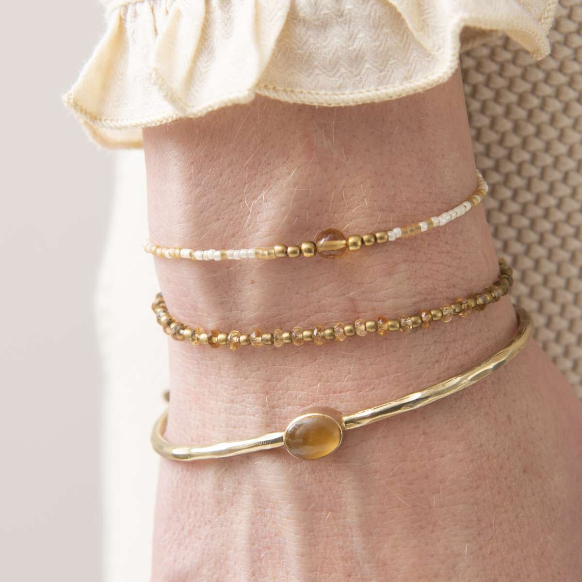 Iris Citrine Gold Bracelet Citrine - LEEF mode en accessoires