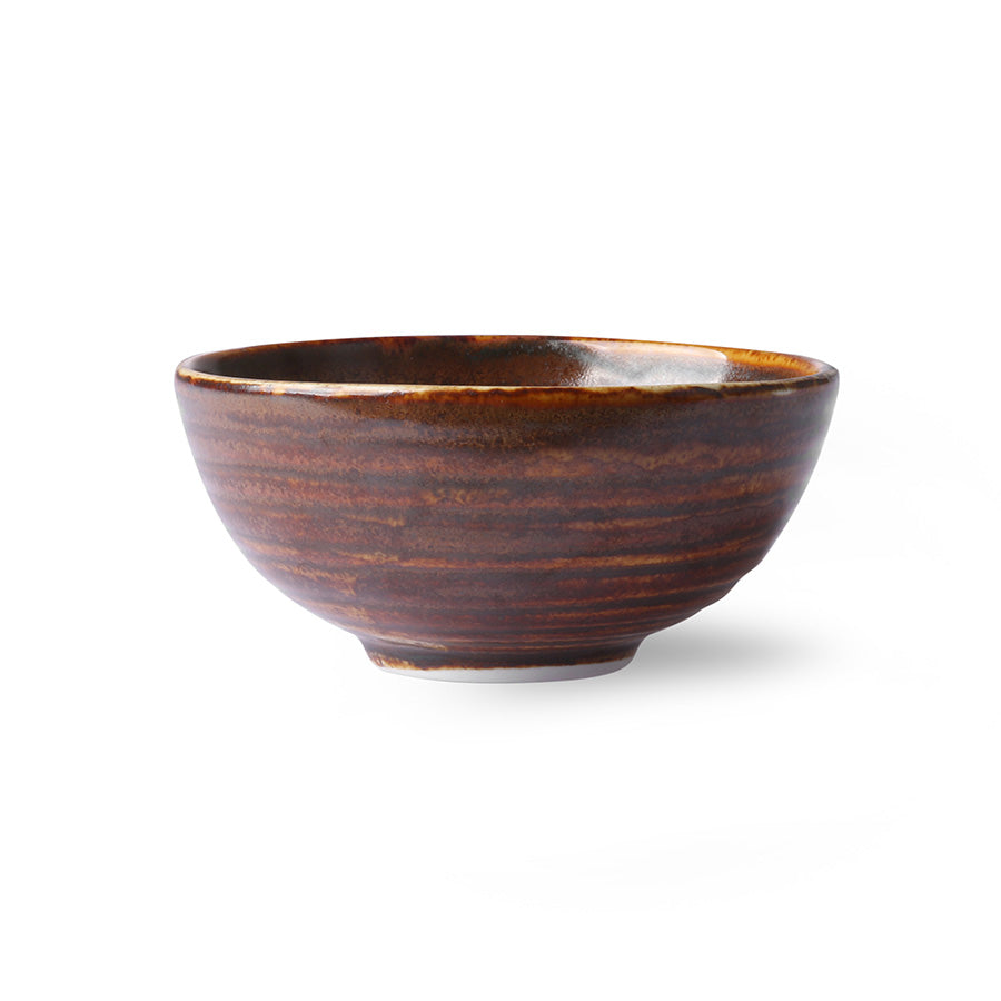 Kyoto ceramics: striped dessert plate Brown van HKliving te koop bij LEEF mode en accessoires Meppel