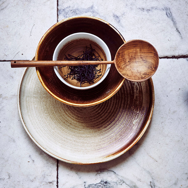 Kyoto ceramics: striped dessert plate Brown van HKliving te koop bij LEEF mode en accessoires Meppel