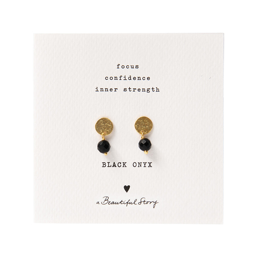 Mini Coin Black Onyx Gold Earrings Black onyx - LEEF mode en accessoires