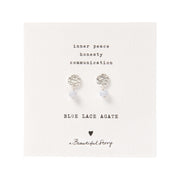 Mini Coin Blue Lace Agate Silver Earrings Blue lace agate - LEEF mode en accessoires