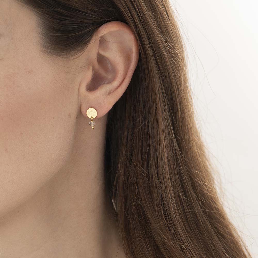 Mini Coin Citrine Gold Earrings Citrine - LEEF mode en accessoires