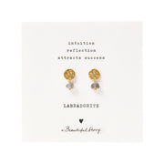 Mini Coin Labradorite Gold Earrings Labradorite - LEEF mode en accessoires