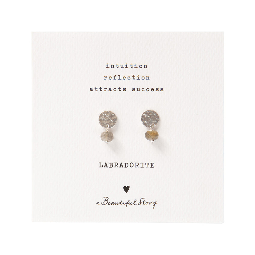 Mini Coin Labradorite Silver Earrings Labradorite - LEEF mode en accessoires