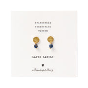 Mini Coin Lapis Lazuli Gold Earrings Lapis Lazuli van a Beautiful Story te koop bij LEEF mode en accessoires Meppel