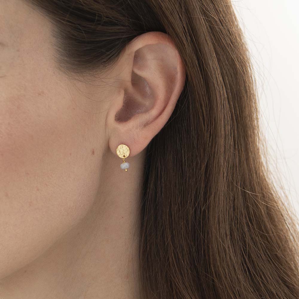 Mini Coin Moonstone Gold Earrings Moonstone van a Beautiful Story te koop bij LEEF mode en accessoires Meppel