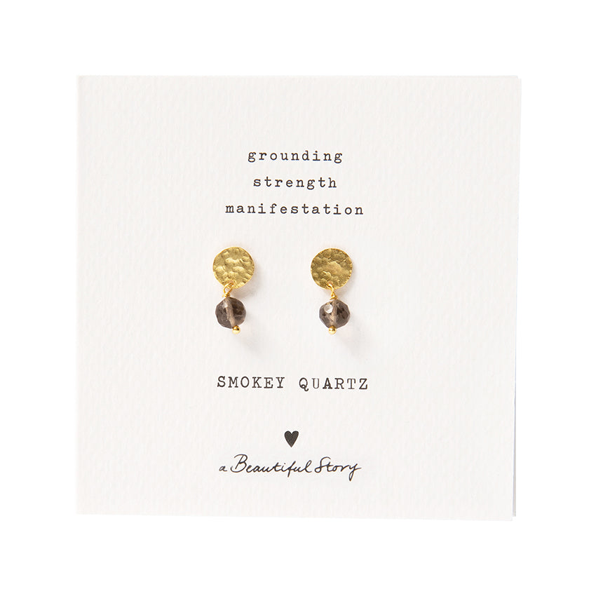 Mini Coin Smokey Quartz Gold earrings Smokey quartz - LEEF mode en accessoires