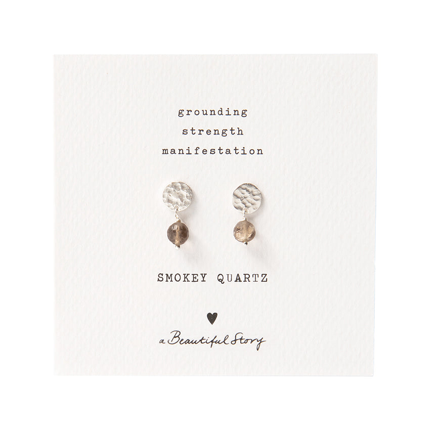 Mini Coin Smokey Quartz Silver Earrings Smokey quartz van a Beautiful Story te koop bij LEEF mode en accessoires Meppel
