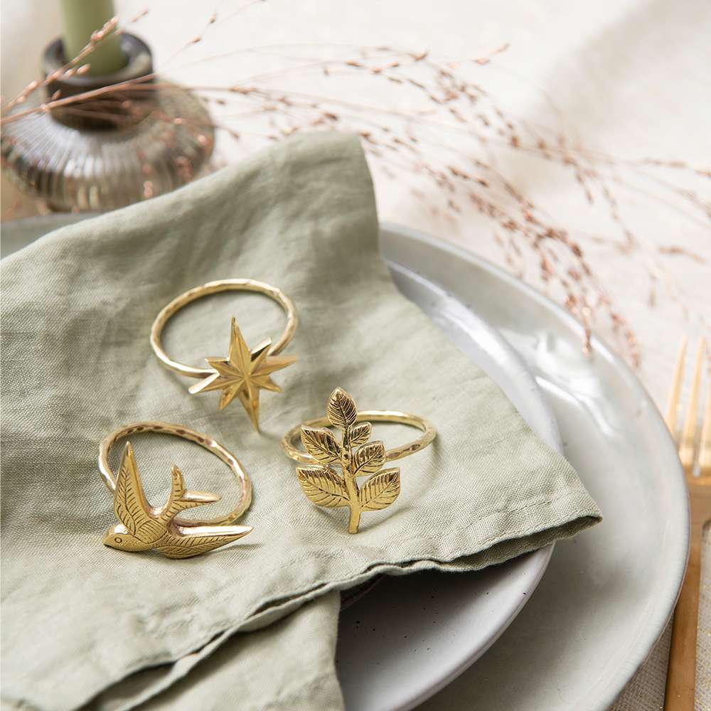 Napkin Ring Set Nothern Star Gold - LEEF mode en accessoires