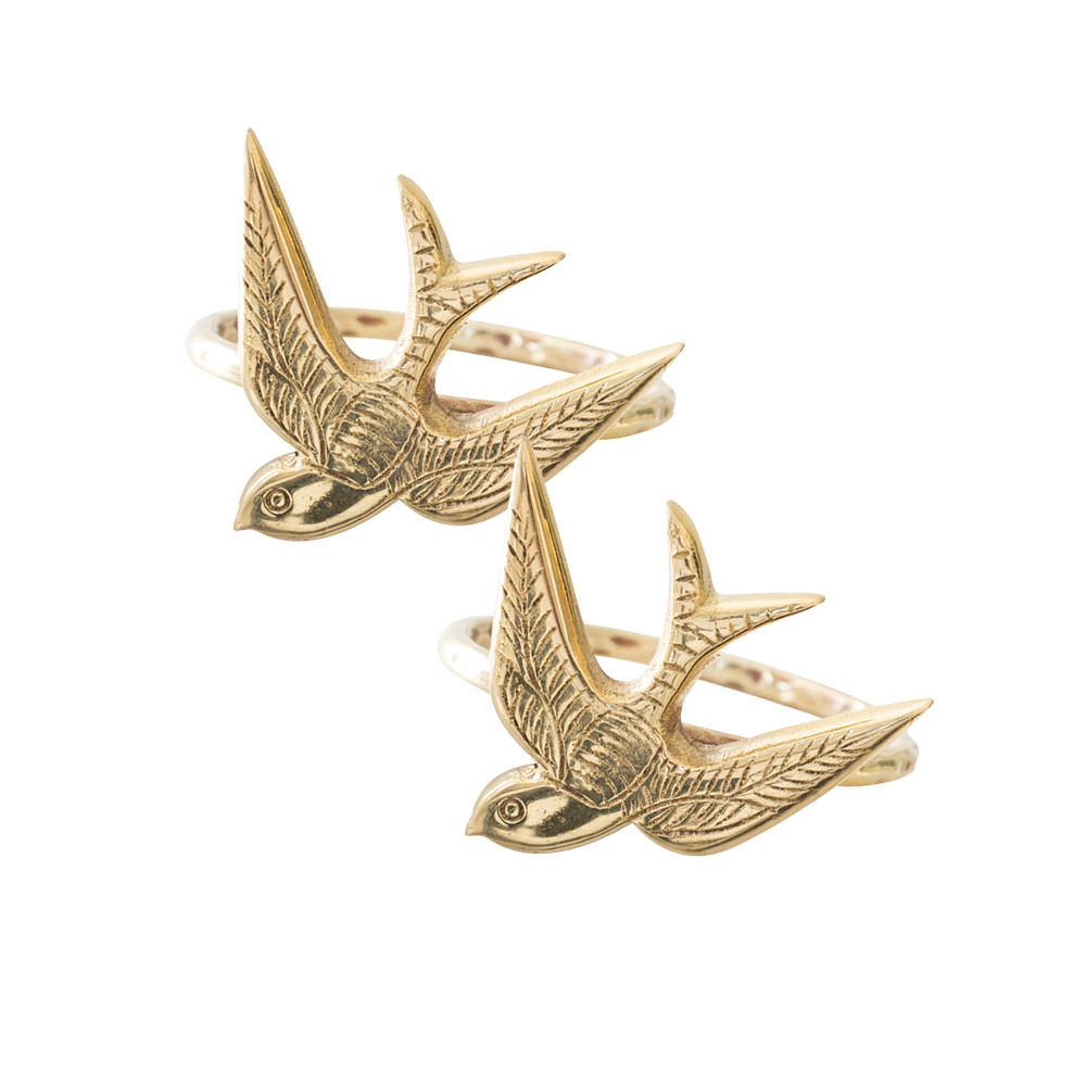 Napkin Ring Set Swallow Gold - LEEF mode en accessoires