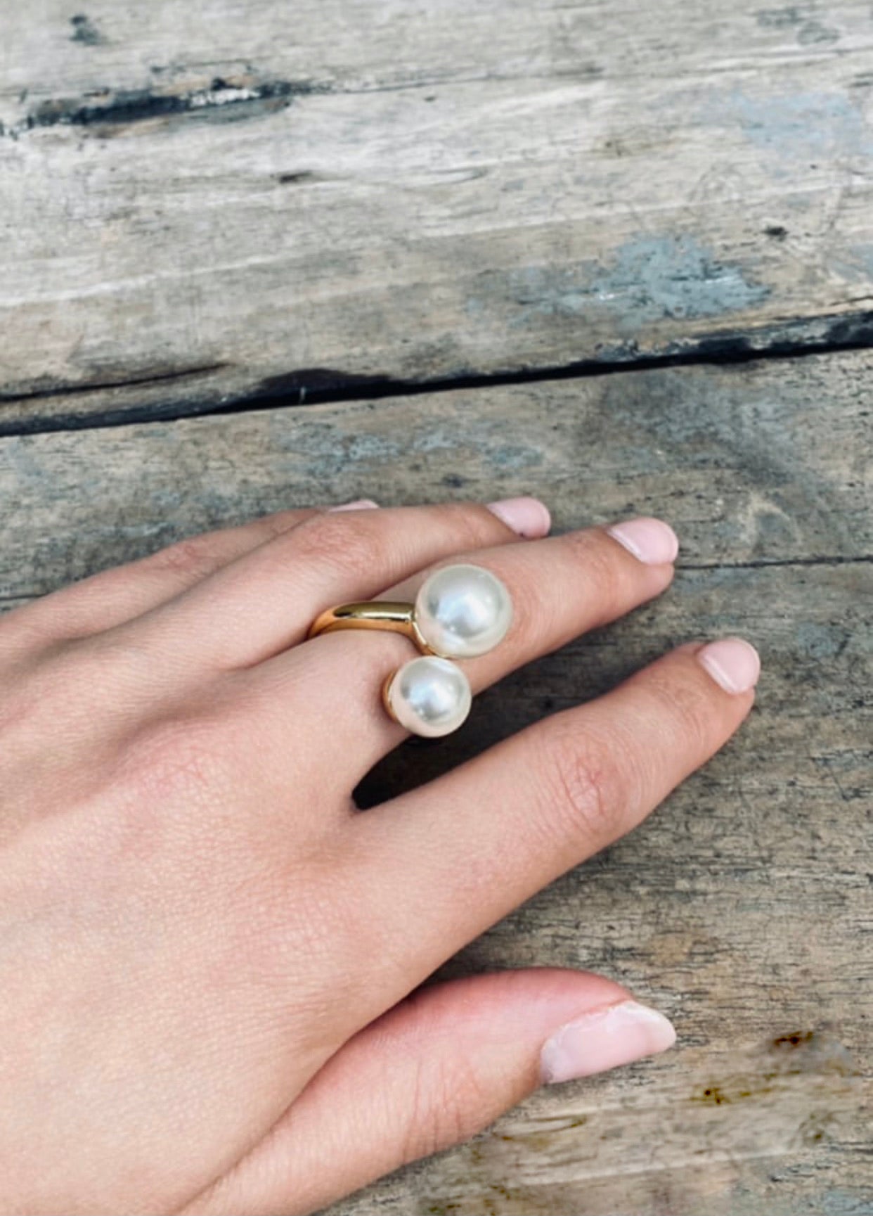 Ring met 2 zoetwater parels - LEEF mode en accessoires