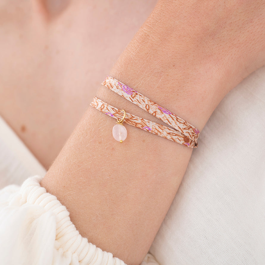 Sari Wrap Bracelet Rose quartz - LEEF mode en accessoires
