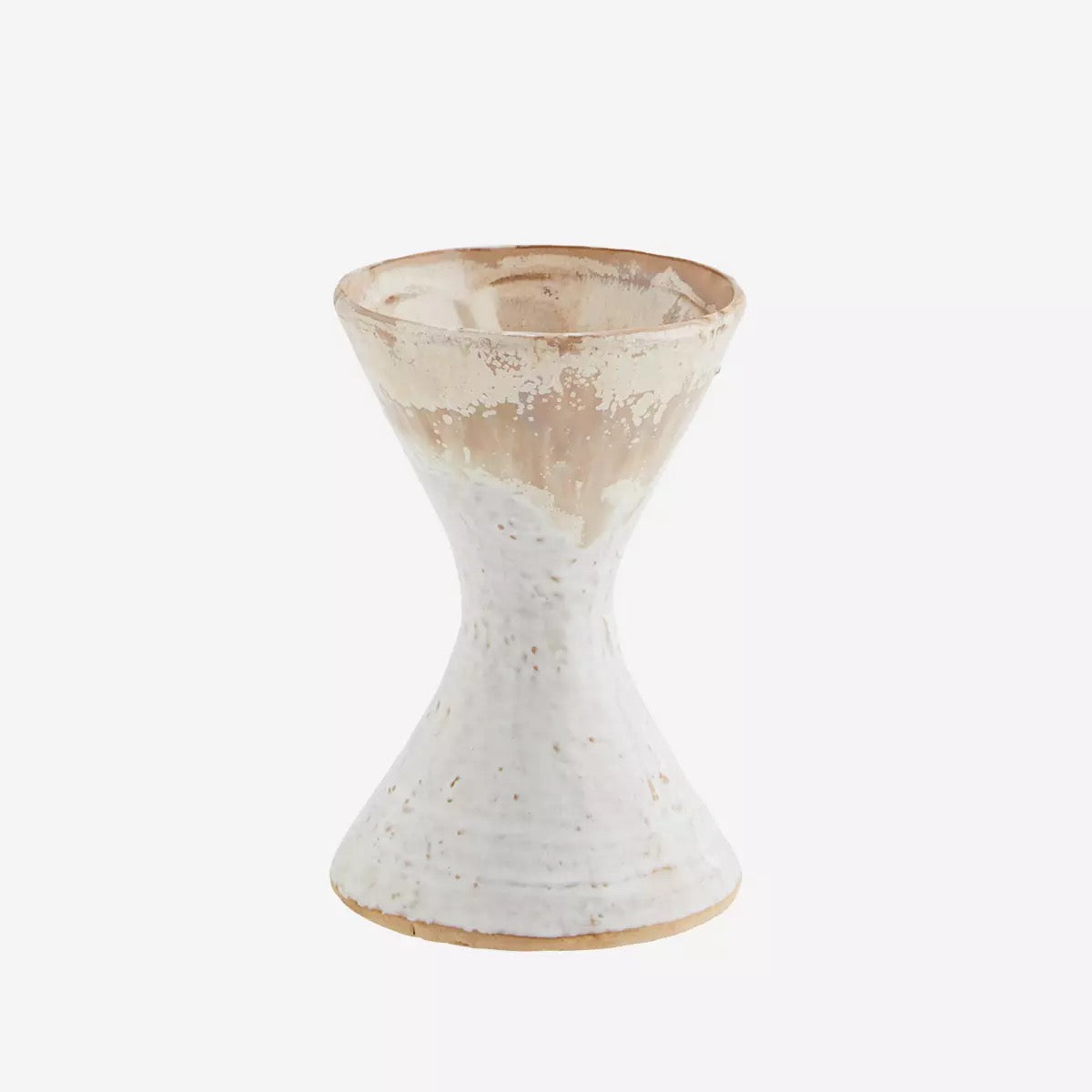 Stoneware Vase h:17cm Beige, White van Madam Stoltz te koop bij LEEF mode en accessoires Meppel