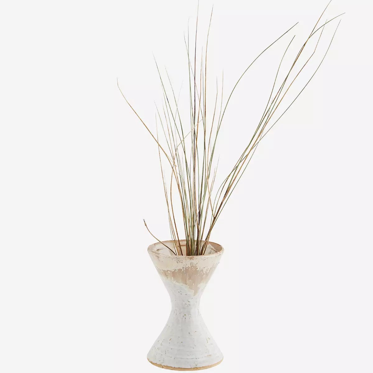 Stoneware Vase h:17cm Beige, White van Madam Stoltz te koop bij LEEF mode en accessoires Meppel