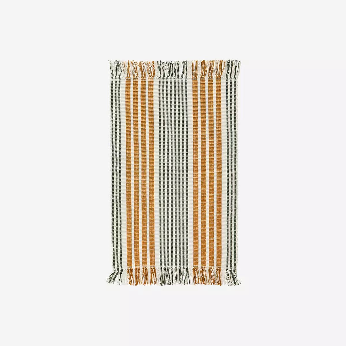 Striped Cotton Bath Mat 60x90cm Off White, Mustard - LEEF mode en accessoires
