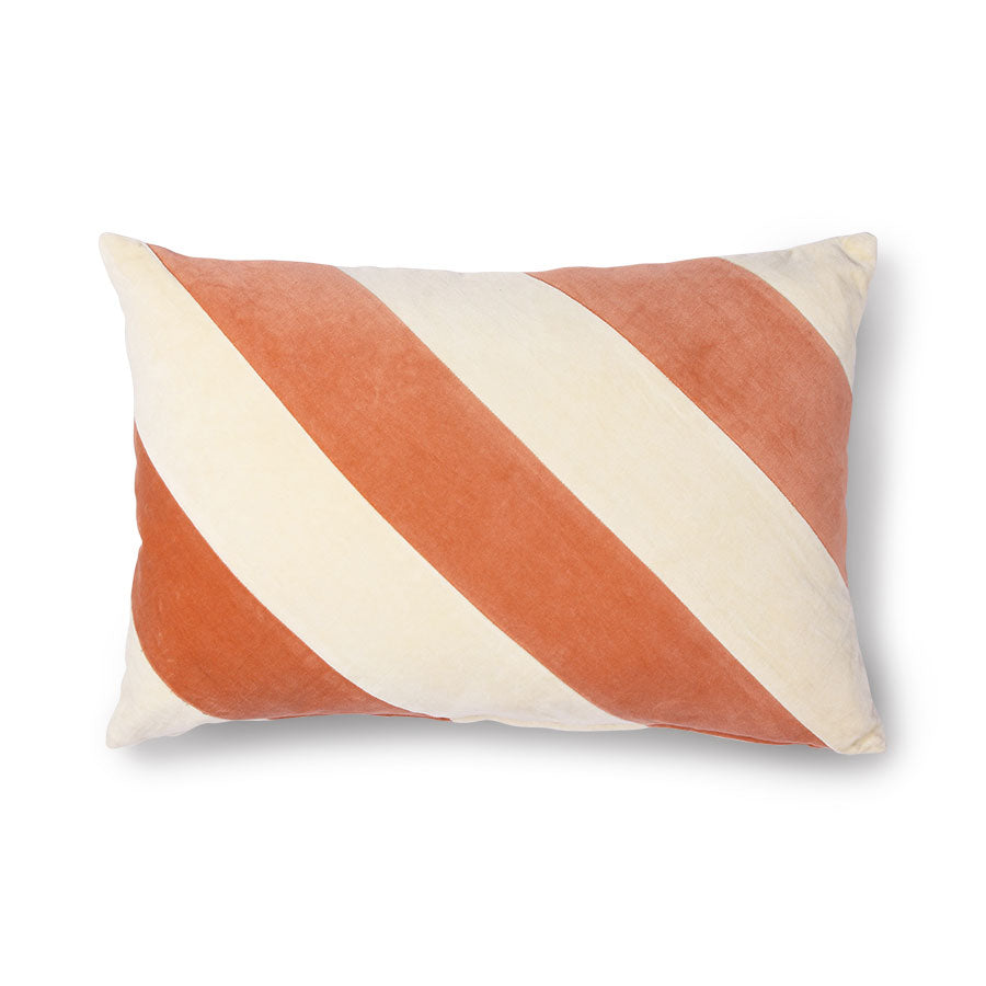 Striped Cushion Velvet Peach/Cream van HKliving te koop bij LEEF mode en accessoires Meppel