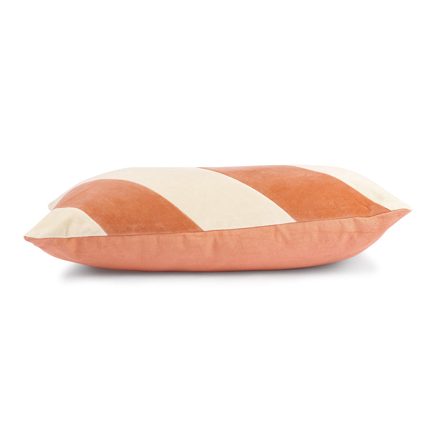 Striped Cushion Velvet Peach/Cream van HKliving te koop bij LEEF mode en accessoires Meppel