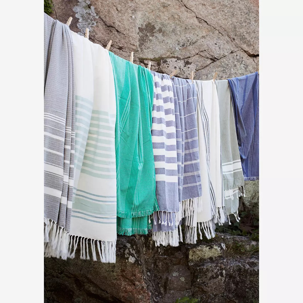 Striped Hammam Towel 100x180cm Green, White - LEEF mode en accessoires