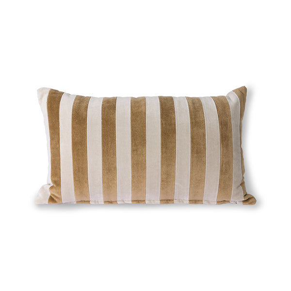 Striped Velvet Cushion Brown/Naturel (30x50) Brown/Naturel van HKliving te koop bij LEEF mode en accessoires Meppel