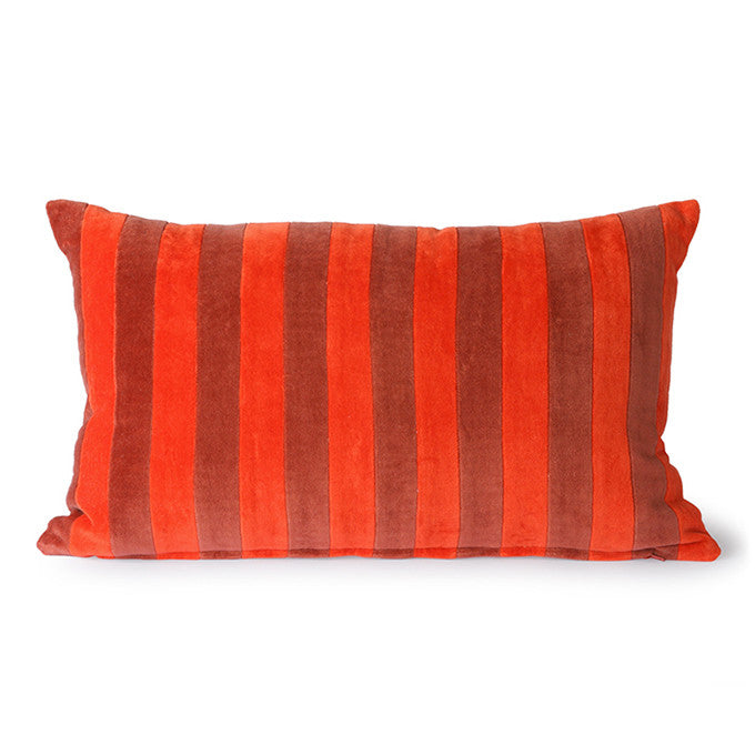 Striped Velvet Cushion Red/Bordeaux - LEEF mode en accessoires