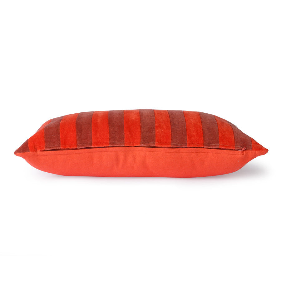 Striped Velvet Cushion Red/Bordeaux - LEEF mode en accessoires