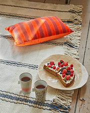 Striped Velvet Cushion Red/Bordeaux - LEEF mode en accessoires