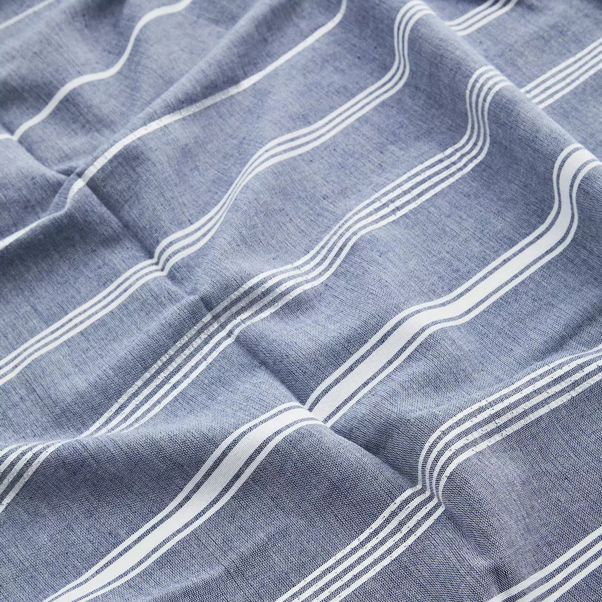 Striped cotton towel Blue/White/Silver Glitter van Madam Stoltz te koop bij LEEF mode en accessoires Meppel