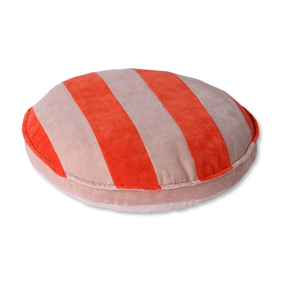 Striped velvet seat cushion round Red/pink van HKliving te koop bij LEEF mode en accessoires Meppel
