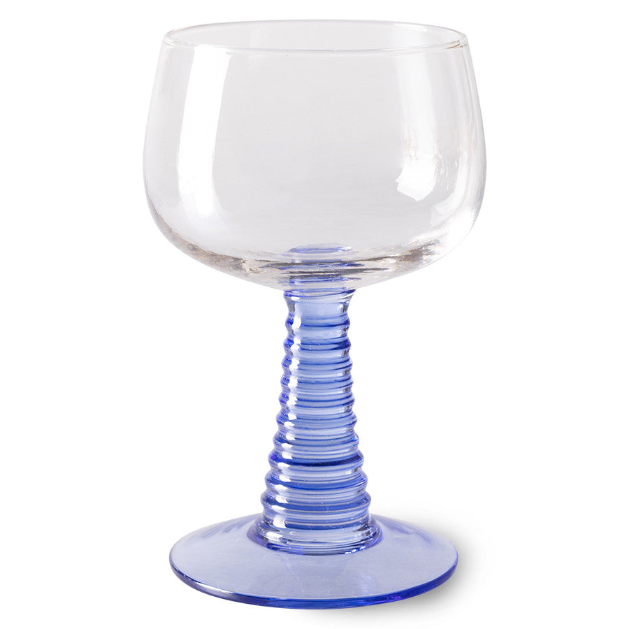 Swirl Wine Glass High Blue van HKliving te koop bij LEEF mode en accessoires Meppel