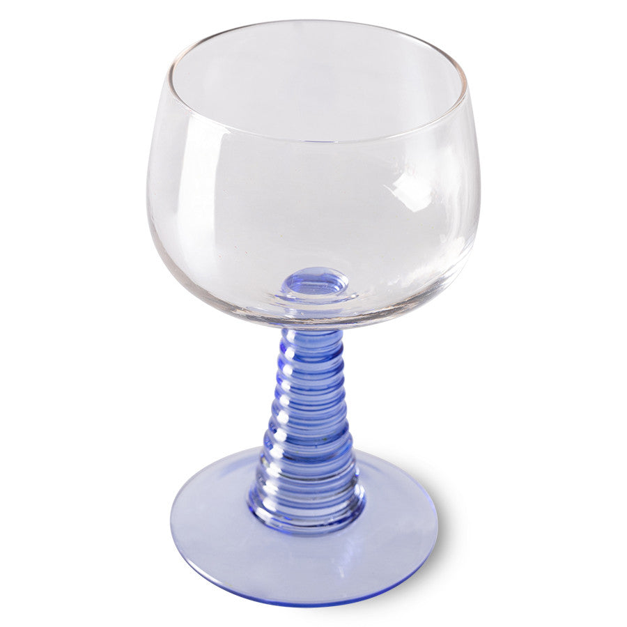 Swirl Wine Glass High Blue van HKliving te koop bij LEEF mode en accessoires Meppel