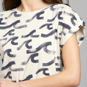 T-shirt Visby Brush Waves Oat White - LEEF mode en accessoires