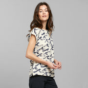 T-shirt Visby Brush Waves Oat White - LEEF mode en accessoires