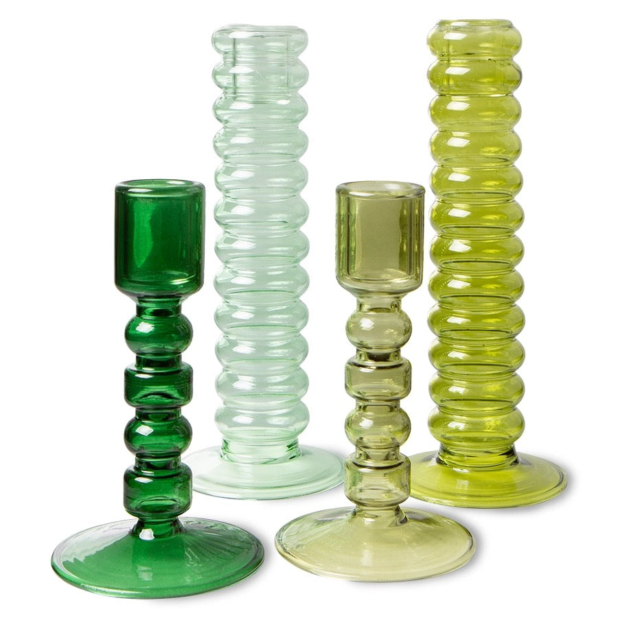 The Emeralds Glass Candle Holder L Lime Green van HKliving te koop bij LEEF mode en accessoires Meppel