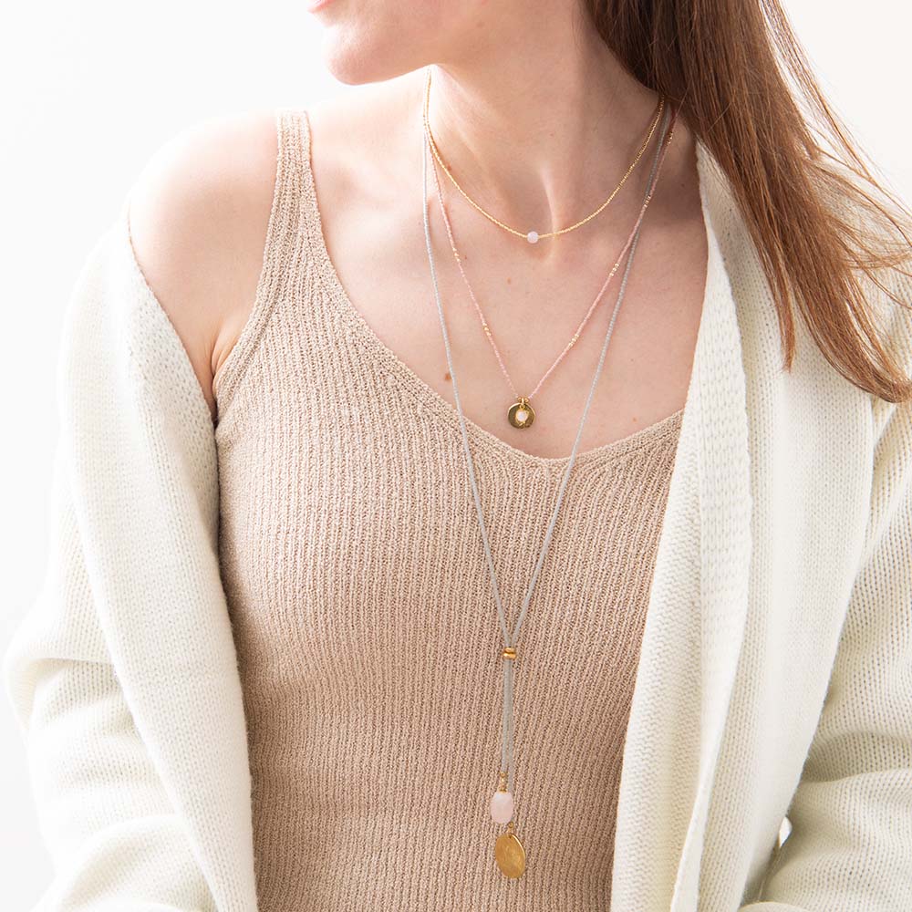 Timeles Rose Quartz GC Necklace Rose quartz - LEEF mode en accessoires